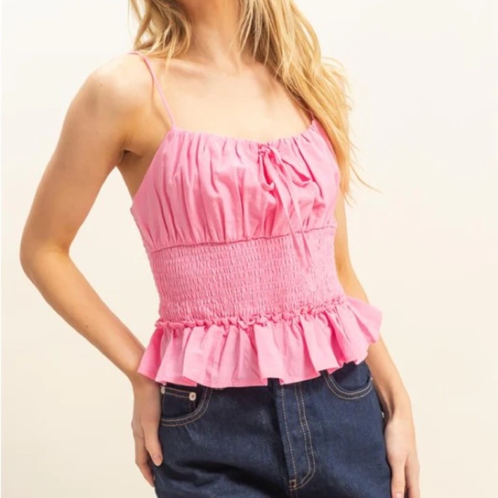 Pink Ruffled Women's Top